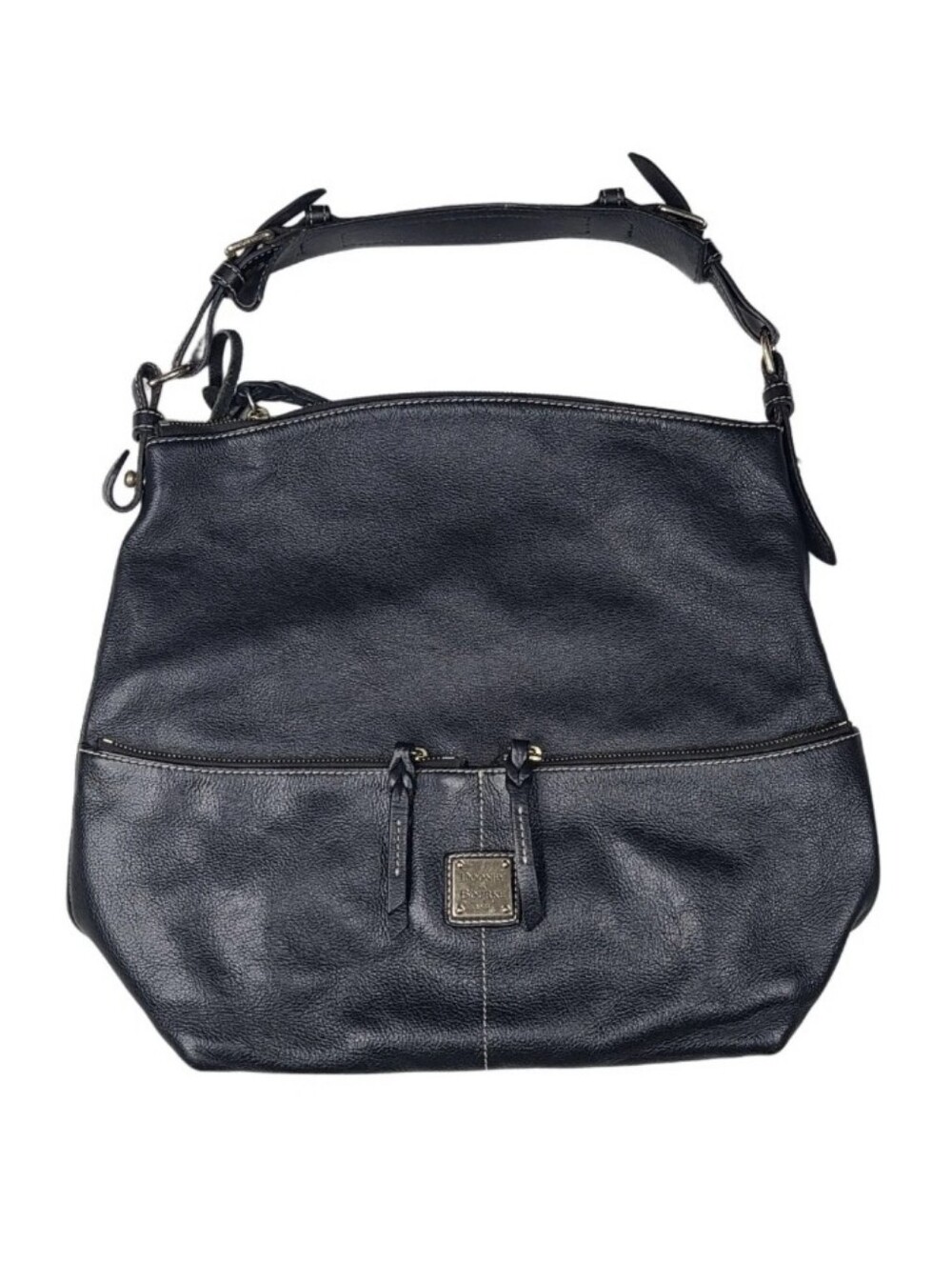 Dooney & Bourke Dillen Black Pebbled Leather Shoulder Hobo Bag Gold Hardware